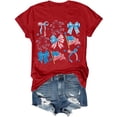 thumbnail image 4 of DHFJKG 250 Anniversary USA T Shirts For Women Short Sleeve Graphic Tee Bow Printed Crew Neck Loose Fit July 4Th Birthday Tshirts Versatile Tops, 4 of 5