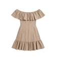 thumbnail image 6 of Ahabrexf Off Shoulder Summer Dresses for Women, Ruffle Border Linen Look Solid Color Mini Sundress, Casual Flowy Short Dress for Beach Vacation Daily Wear, 6 of 7