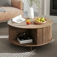 thumbnail image 4 of JOINICE Round Coffee Table for Living Room ,Fluted Center Table with Storage,for Living Room,Walnut, 4 of 6