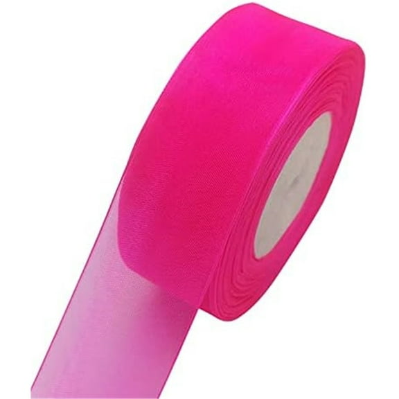 Rose Red 2 Inch Sheer Organza Chiffon Ribbon for Bouquet Home Party Decoration ,Flower Bouquet Wedding Bow Award Ribbons Making Decorations, 50 Yards