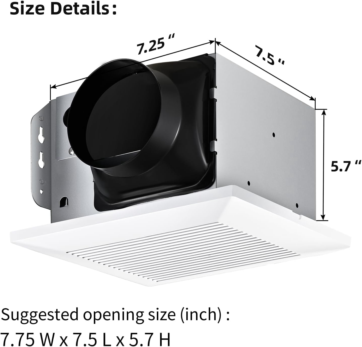 110 CFM Ultra Quiet Bathroom Exhaust Fan, Ceiling Mount Ventilation with White Grille, Energy Saving‌
