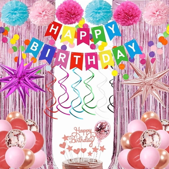 41Pcs Birthday Party Supplies, 20 Plates, 20 Napkins and 1 Tablecover for Girls Party Decorations