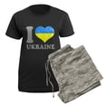 thumbnail image 5 of CafePress - I Love Ukraine Native Ukrainian Flag Pajamas - Women's Short Sleeve Print T-Shirt and Pants Dark Cotton Pajama Set, 5 of 7