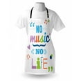 thumbnail image 3 of Quotes Apron "No Music, No Life" Fun Cheering Saying Musical Key Doodles Style Artwork Print, Unisex Kitchen Bib Apron with Adjustable Neck for Cooking Baking Gardening, Multicolor, by Ambesonne, 3 of 3