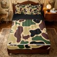 thumbnail image 2 of Erosebridal Vintage Camo Abstract Zipper Queen Comforter Set with Fitted Sheet and 2 Pillowcases for Boys Men, Forest Wildlife Duck Zipper Bedding Set, Olive, Black Reversible, 4pcs, 2 of 7