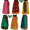 thumbnail image 3 of Indian Vintage Long Silk Sari Wrap Skirts Women Magic Boho Reversible Dress Hippie Recycled Bohemian Gypsy Skirts 5 PC, 3 of 7