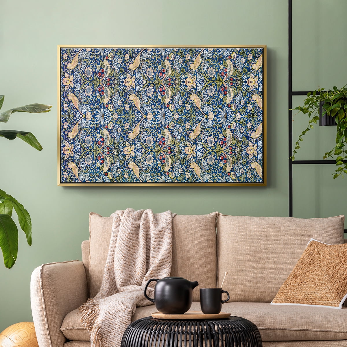 Vintage Abstract Print-XXI Framed in Gold Wood Gallery Wrapped Canvas 25 in. x 37 in.