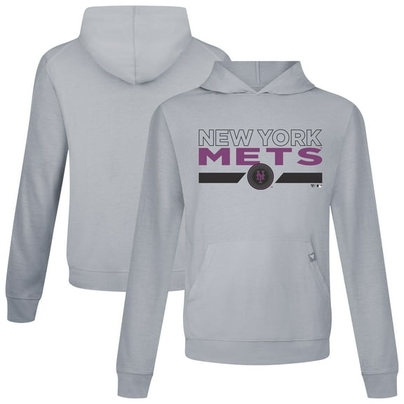 Men's Levelwear Gray New York Mets City Connect Relay No Hitter Pullover Hoodie