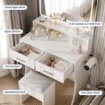 thumbnail image 4 of Ourlova Vanity Desk with LED Mirror & Power Outlets – Small Makeup Vanity Set with 2 Drawers, Cushioned Stool, 3 Light Modes for Modern Bedroom, 4 of 8