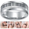 thumbnail image 3 of MasteelfCA Piano Key Ring Stainless Steel Finger Ring Piano Key Jewelry Novelty Ring Decor, 3 of 7