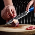 thumbnail image 5 of 10-Piece Damascus Pattern Kitchen Knife Set with Blue Resin Handles, High Carbon Steel Chef Knives, Ultra Sharp Multi-purpose Cooking Knives for Home & Restaurant Use, 5 of 15