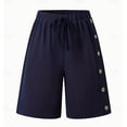 thumbnail image 4 of GUACER Wide Leg Shorts for Women Casual Elastic Waist Drawstring Side Button Fashion Bermuda Shorts, 4 of 8
