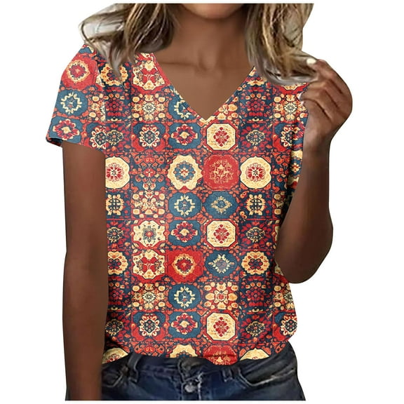 Cilsoka Shirts for Women Dressy Casual Hide Tummy Womens Summer Tops Casual V Neck Plus Size Tunic Tops for Women Short Sleeve Pink Blouse for Women Casual My Orders Placed