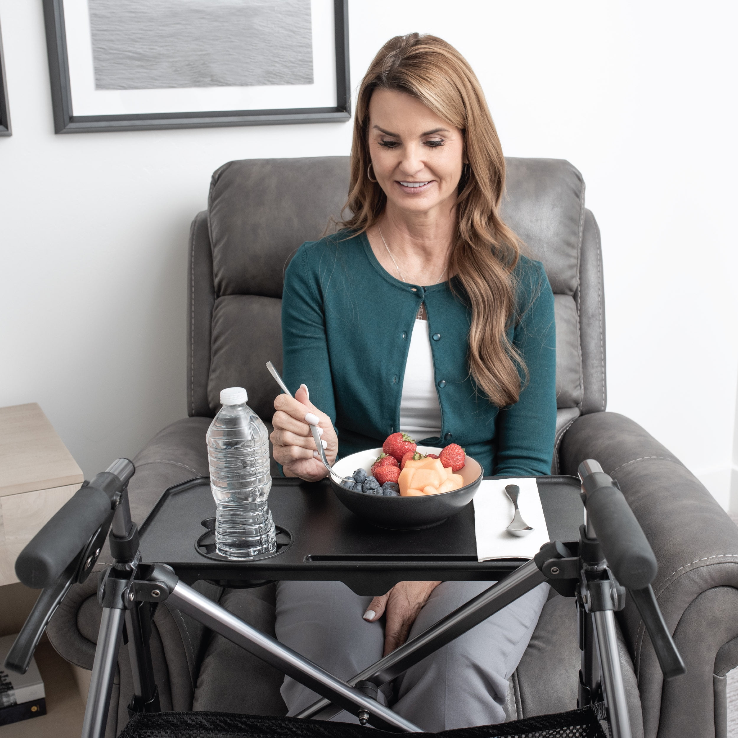 Stander Walker Tray Accessory for Stander and Able Life Walkers and Rollators, Tray Table with Cup Holder, Tool-free Assembly, Black