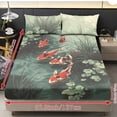 thumbnail image 4 of Xoenoiee Koi Fsih Leaves Pattern 3 Piece Sheet Set Includes 1 Fitted Sheet and 2 Pillowcases, Soft and Breathable Microfiber Bed Sheets with Deep Pocket for Bedroom Decor, Twin Size, 4 of 7