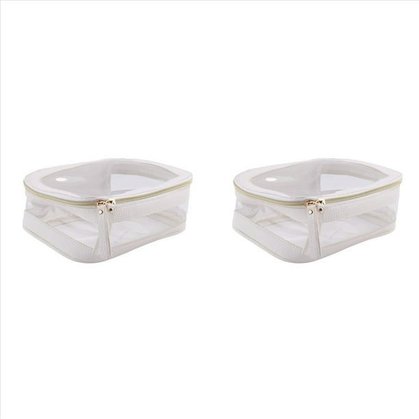 2X Estuche de Maquillaje Transparente Bolsa de Aseo Estuche de Tren de Maquillaje de Viaje Multiusos Organizador de CosméTicos PortáTil Bolsa de Almacenamiento Transparente