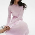 thumbnail image 4 of MIUOWANP Sweater Dress with Pockets Women's Long Sleeved Round-neck Fashion Solid Color And Ankle Dress, 4 of 5