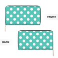 thumbnail image 3 of Teal Turquoise And White Polka Dot Wallet Women, Leather Bifold Multi Card Wallet, Women's Wallets, Long Purse, 3 of 7