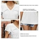 thumbnail image 5 of Blusa de manga con volantes Top plisado con cuello en V Color liso Blusa ajustada de manga corta Camisa para mujer Mujer Blanco M, 5 of 6