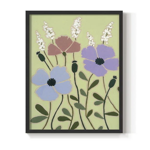 Woodblock Floral III Framed Print - Solid Wood in Single Picture Frame Solid Wood 2 Framed Print
