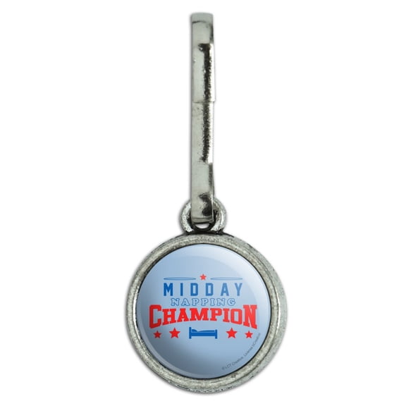 Midday Napping Champion Funny Humor Antiqued Charm Clothes Purse Suitcase Backpack Zipper Pull Aid