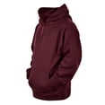 thumbnail image 3 of Hoodie Men,Mens Long Sleeve Hooded Cowl Neck Sweatshirt Solid Color Loose Fit Hanging Out Pullover With Front Pocket Fashion Fall Winter Lightweight Turtleneck Soft Street-Style Hoodie, 3 of 6