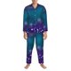 thumbnail image 3 of Fotbe Purple and Green Glitter Pijama de Hombre con Estampado de Manga Larga, Conjunto de 2 Piezas, Ropa de Dormir Suave y Cómoda con Bolsillos-Small, 3 of 7