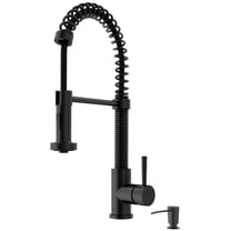 VIGO Edison Single Handle Pull-Down Sprayer Kitchen Faucet Set with Soap Dispenser in Matte Black
