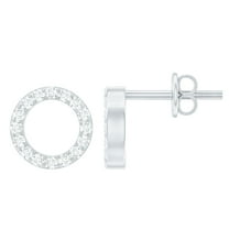 Rosec Jewels Lab Diamond Circle Earrings for Women - EF-VS Grade Diamond Stud Earrings for Valentines Day Gift, 14K White Gold