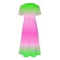thumbnail image 5 of Penkiiy Women's Summer Casual Short Sleeve Crewneck Dress Casual Flowy Tiered Maxi Beach Dress With Pockets Gradient Print Dress S Multicolor, 5 of 7
