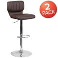 thumbnail image 2 of Flash Furniture 2 Pack Contemporary Brown Vinyl Adjustable Height Barstool with Vertical Stitch Back and Chrome Base, 2 of 7