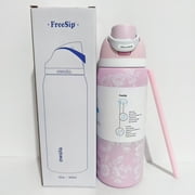 Owala FreeSip Stainless Steel Water Bottle, 32oz,Pink and white
