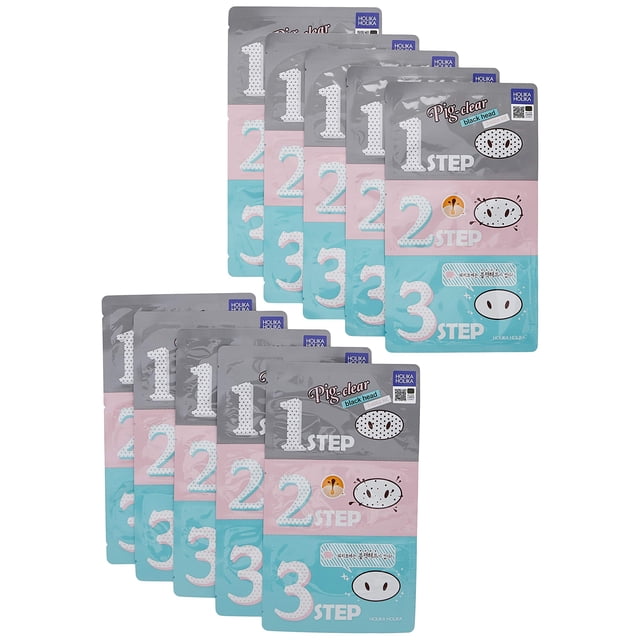 Kit de 3 pasos HOLIKA HOLIKA Cabeza de cerdo transparente negra, 10 hojas
