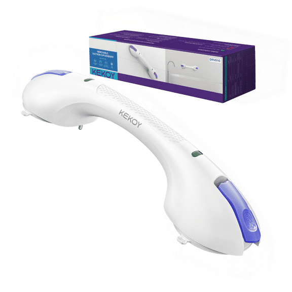 KEKOY 17.5 Inch Grab Bars for Bathtubs and Showers Suction Grab Bar, Heavy Duty Shower Handle Removable Bath Handrails for Seniors and Elderly, Bathroom Safety Grip No Drilling Waterproof, Purple