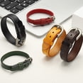 thumbnail image 4 of Uxcell 0.7" 1Set Leather Belt Bracelet for Men Women, Black/Khaki, 4 of 6