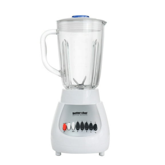 Better Chef 10-Speed 350 Watt 42 Ounce Glass Jar Blender in White/Silver