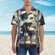 thumbnail image 2 of Balery Exotic Blue Cat Camisas hawaianas de manga corta para hombre, camisas playeras de corte holgado, camisas de vacaciones con botones,Small, 2 of 7