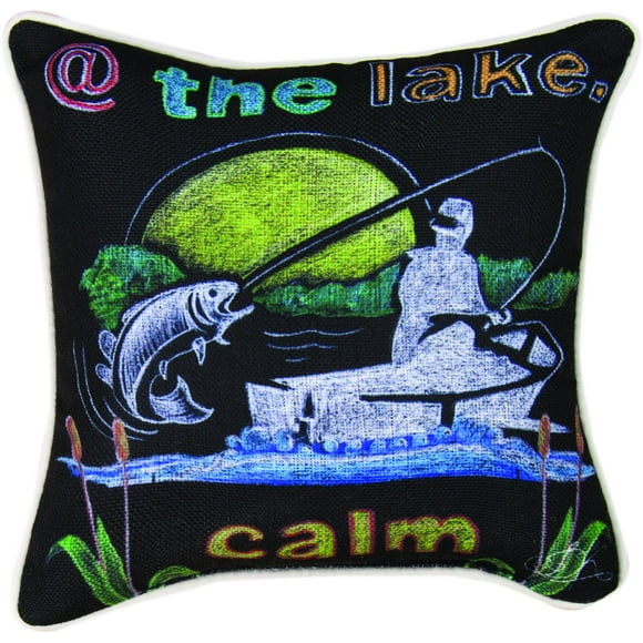 Manual Woodworkers & Weavers Word Throw Pillow, Lake Time Lake Calm, 12"