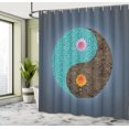 thumbnail image 5 of Ambesonne Yoga Shower Curtain, Yin Yang Flower Teal Brown, 69"Wx70"L, Slate Blue Turquoise, 5 of 5