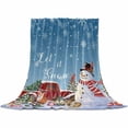 thumbnail image 2 of Christmas Snowman Throw Flannel Blanket 50x60In Xmas Tree Snowflake Winter Truck Dark Blue Super Soft Cozy Bed Blanket, Lightweight Plush Fuzzy Bed Throw for Bedroom Sofa Couch Living Room, 2 of 4