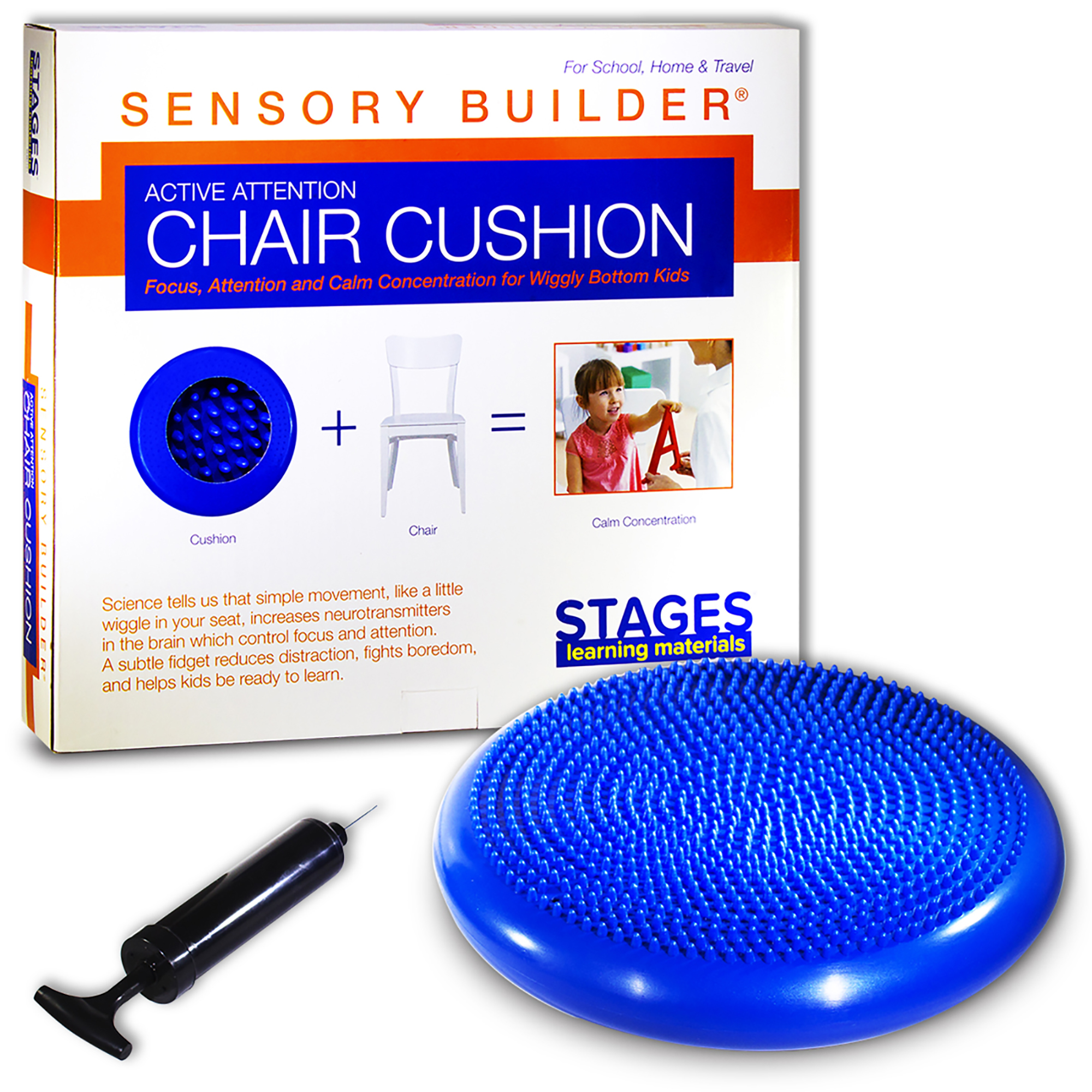 Stages Learning Materials Sensory Builder Active Attention Chair Cushion, Blue