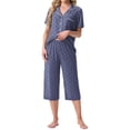 thumbnail image 3 of MINTREUS Pajama Sets for Women Notch Knit Top and Capri Pants Pjs Soft Lounge Sets, 2 Piece, Sizes M-3X, 3 of 7