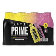 Prime Hydration Sports Drink, Duo Pack, Lemonade, Strawberry, 12 fl oz, 8 Pack, Bottles
