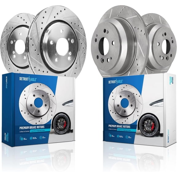Detroit Axle - Brake Rotors for 2019-2025 Honda Passport 2016-2022 Pilot 2017-2025 Ridgeline, Drilled Slotted Brake Rotors 2018 2020 2021 2023 2024 Replacement: 12.60" inch Front and 12.95" inch Rear