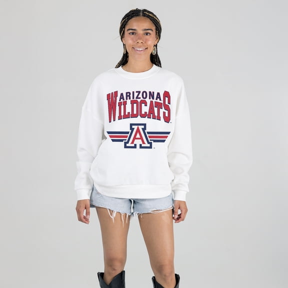 Women's Gameday Couture White Arizona Wildcats Oversized Premium Fleece Sweatshirt