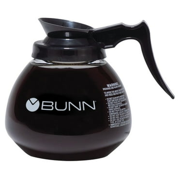 BUNN Coffee Pot Decanter/Carafe Black Regular - New Glass Design Shape - Ergonomic Handle - 12 Cup Capacity -
