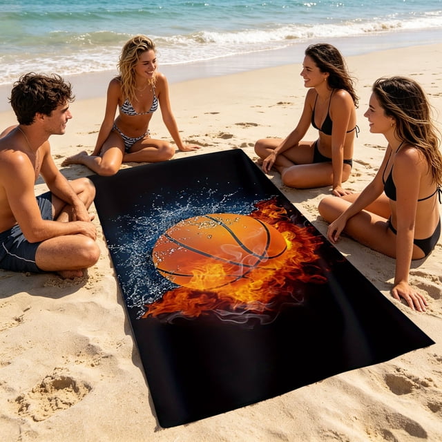 Aufmer Ultra Light Printed Outdoor Beach Towel Super Absorbent Quick Dry Feature Foldable Compact Design For Travel Seaside Pool Daily Outdoor Activity Use(29.52x59.05in)