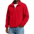 thumbnail image 4 of JULMCOMO Fleece Jacket for Men Full Zip Collared Thickened Casual Jacket Outdoor Fall Winter Warm Coat with Pockets Red L, 4 of 6