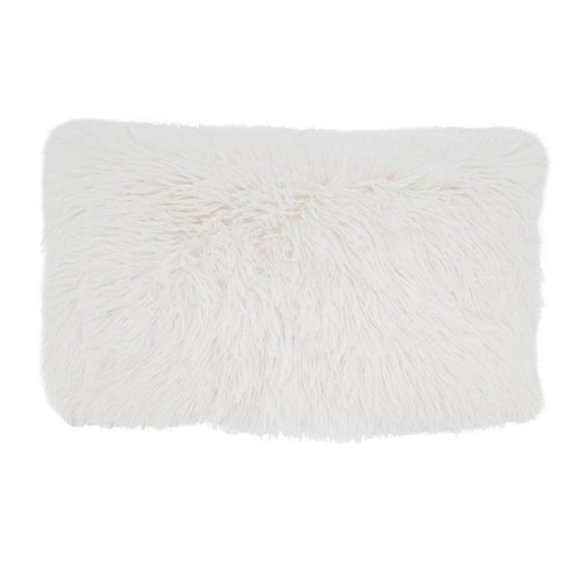 Saro 1601.I1220BD 12 x 20 Po Classique Fax en Fourrure Oreiller avec Duvet de Remplissage&44; Ivoire
