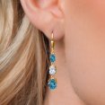 thumbnail image 3 of Gem Stone King 18K Yellow Gold Plated Silver London Blue Topaz 3 Stone Dangle Earrings for Women (6.20 Cttw, Gemstone November Birthstone, Oval 8X6MM, 7X5MM and 6X4MM), 3 of 6